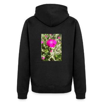 Rosennelke Kronen-Lichtnelke Lychnis coronaria - Unisex Premium Bio Zip Hoodie - Schwarz - Hinten - Nico (187cm)