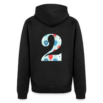 2nd anniversary balloon - Unisex Premium Organic Zip Hoodie - black - Back - Nico (187cm)