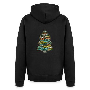 Geschenkidee Weihnachten - Unisex Premium Bio Zip Hoodie - Schwarz - Hinten - Nico (187cm)
