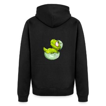 Guten Morgen - Unisex Premium Bio Zip Hoodie - Schwarz - Hinten - Nico (187cm)