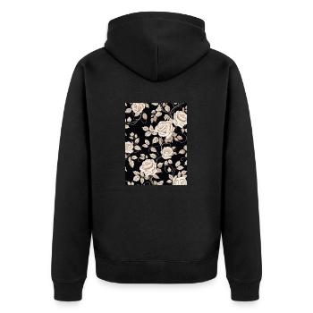 Timeless Rose Elegance - Unisex Premium Bio Zip Hoodie - Schwarz - Hinten - Nico (187cm)