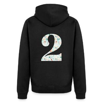 2. Florales Jubiläum - Unisex Premium Bio Zip Hoodie - Schwarz - Hinten - Nico (187cm)