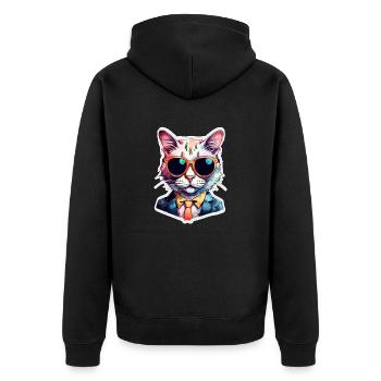 Cat Bezel - Cute Watercolor - Unisex Premium Organic Zip Hoodie - black - Back - Nico (187cm)
