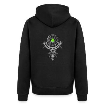 Wikinger Design Vegvisir Kompass Vikings - Unisex Premium Bio Zip Hoodie - Schwarz - Hinten - Nico (187cm)