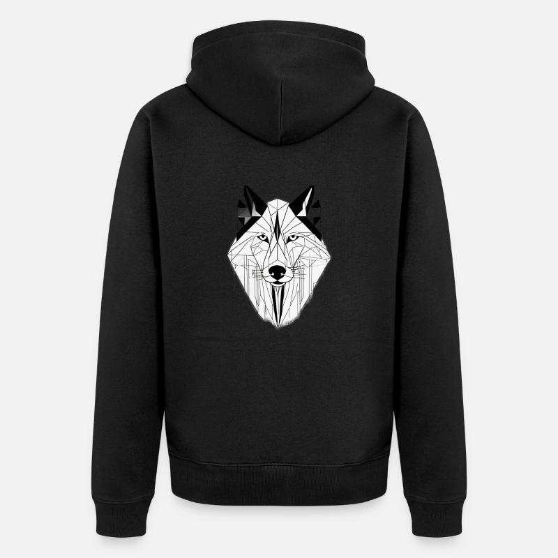 Moderner Wolf - Unisex Premium Bio Zip Hoodie - Schwarz