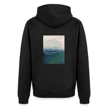 Abstraktes Meer - Unisex Premium Bio Zip Hoodie - Schwarz - Hinten - Nico (187cm)