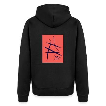 Abstraction africaine indigène en bleu rouge - Veste à capuche bio Premium Unisexe - noir - Dos - Nico (187cm)