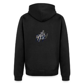 Abstrakt künstlerisch gekleidet - Unisex Premium Bio Zip Hoodie - Schwarz - Hinten - Nico (187cm)