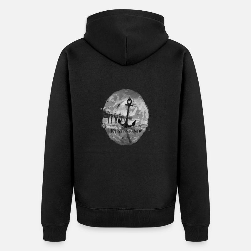 Ich bin ein Küstenkind - Unisex Premium Bio Zip Hoodie - Schwarz