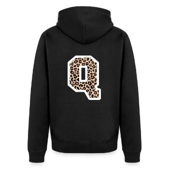 lettre Q motif léopard -idée cadeau d’anniversaire - Veste à capuche bio Premium Unisexe - noir - Dos - Nico (187cm)