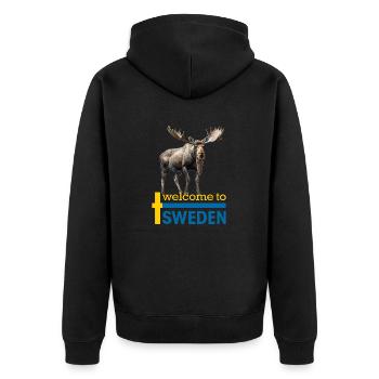Sweden Swedish moose best animal antlers deer deer - Unisex Premium Organic Zip Hoodie - black - Back - Nico (187cm)