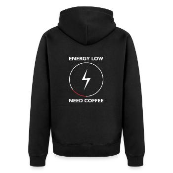 ENERGY LOW NEED COFFEE - Unisex Premium Organic Zip Hoodie - black - Back - Nico (187cm)