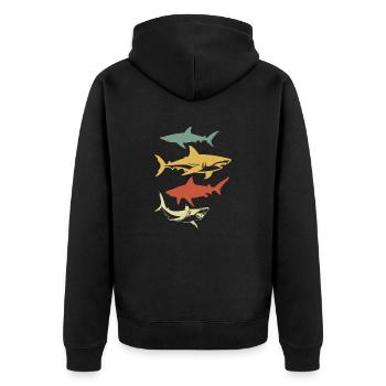 requin rétro vintage - Veste à capuche bio Premium Unisexe - noir - Dos - Nico (187cm)