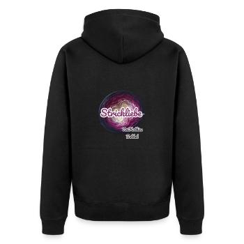 Strickliebe - Unisex Premium Bio Zip Hoodie - Schwarz - Hinten - Nico (187cm)