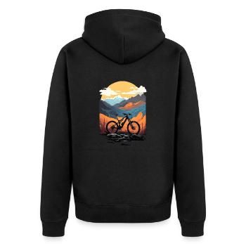 Cyclisme, Vélo, Montagne, Vacances, Été, Vacances, Vacances, Monture - Veste à capuche bio Premium Unisexe - noir - Dos - Nico (187cm)