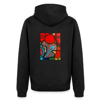 Artful design - Unisex Premium Organic Zip Hoodie - black - Back - Nico (187cm)