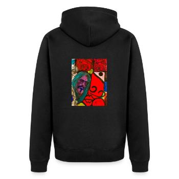 Kunstvolles Design - Unisex Premium Bio Zip Hoodie - Schwarz - Hinten - Nico (187cm)