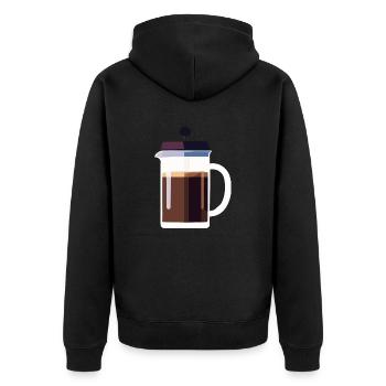 Kaffee Frenchpress Cappuccino Latte Art - Unisex Premium Bio Zip Hoodie - Schwarz - Hinten - Nico (187cm)