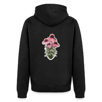 Echinaceapflanze 4 Blüten - Unisex Premium Bio Zip Hoodie - Schwarz - Hinten - Nico (187cm)