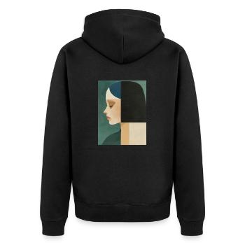 Poster Minimalist Portrait 2 - Unisex Premium Bio Zip Hoodie - Schwarz - Hinten - Nico (187cm)