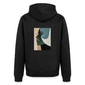 Poster Minimalist Portrait 4 - Unisex Premium Bio Zip Hoodie - Schwarz - Hinten - Nico (187cm)