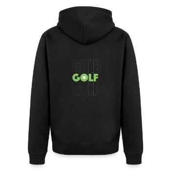 Schlankes GOLF-Design für Golfer - Unisex Premium Bio Zip Hoodie - Schwarz - Hinten - Nico (187cm)