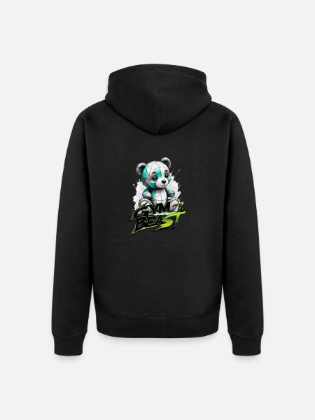 teddy gym beast - Unisex Premium Bio Zip Hoodie - Schwarz