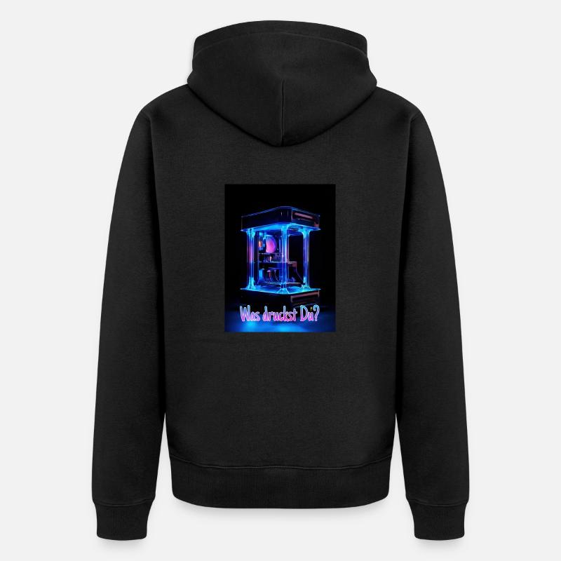 Qu’imprimez-vous ? - Motif d’impression 3D - Veste à capuche bio Premium Unisexe - noir