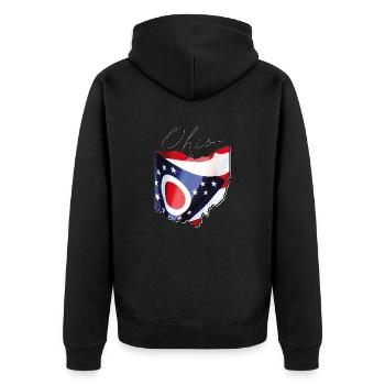 Ohio (United States) | Real Flag | Flag Map Script - Unisex Premium Organic Zip Hoodie - black - Back - Nico (187cm)