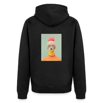 AP Surreal Human Dog Portrait 1 August 2024 - Unisex Premium Bio Zip Hoodie - Schwarz - Hinten - Nico (187cm)