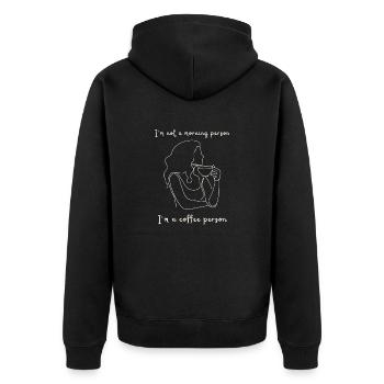I'm not a morning person, I'm a coffee person. - Unisex Premium Bio Zip Hoodie - Schwarz - Hinten - Nico (187cm)