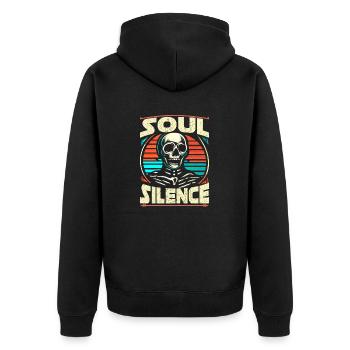 Soul Silence Skull Design Retro Vintage Vibes - Unisex Premium Organic Zip Hoodie - black - Back - Nico (187cm)