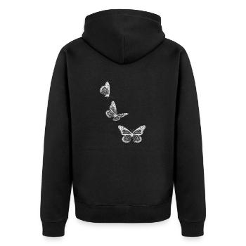 Flight of the Butterfly - Unisex Premium Organic Zip Hoodie - black - Back - Nico (187cm)