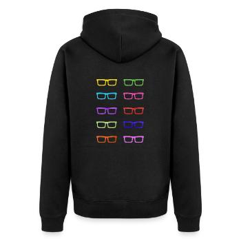 Colourful Glasses - Unisex Premium Organic Zip Hoodie - black - Back - Nico (187cm)