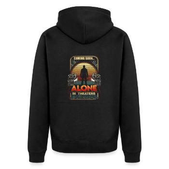 Demnächst... Allein in den Kinos Lustiger Film Retro - Unisex Premium Bio Zip Hoodie - Schwarz - Hinten - Nico (187cm)