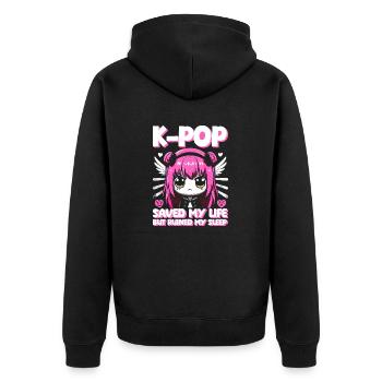 Kawaii K-Pop hat mein Leben gerettet, meinen Schlaf ruiniert - Unisex Premium Bio Zip Hoodie - Schwarz - Hinten - Nico (187cm)