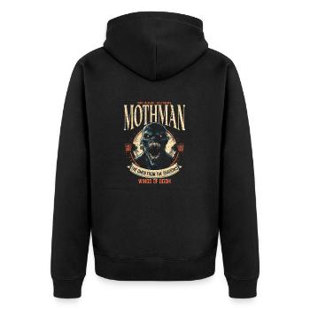 Mothman Dark Cryptid Legend West Virginia - Unisex Premium Organic Zip Hoodie - black - Back - Nico (187cm)