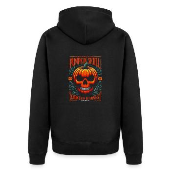 Pumpkin Skull Spooky Halloween Season - Unisex Premium Organic Zip Hoodie - black - Back - Nico (187cm)
