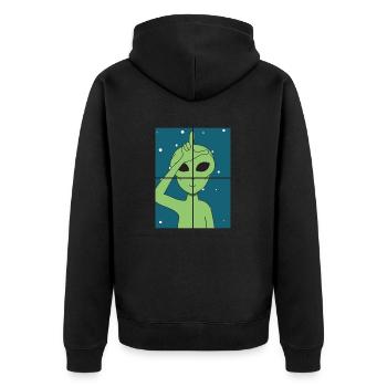 Alien - Unisex Premium Bio Zip Hoodie - Schwarz - Hinten - Nico (187cm)