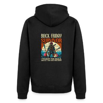 Black Friday Survivor Rétro Vintage Shopping - Veste à capuche bio Premium Unisexe - noir - Dos - Nico (187cm)