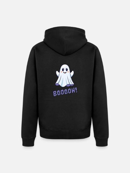 Cute Ghost - Unisex Premium Bio Zip Hoodie - Schwarz