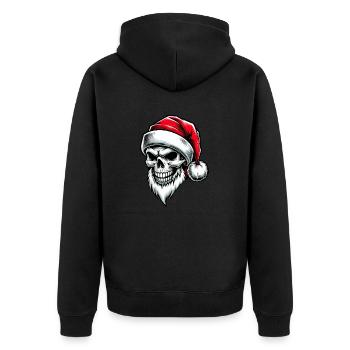 Totenkopf Weihnachten Skull - Unisex Premium Bio Zip Hoodie - Schwarz - Hinten - Nico (187cm)