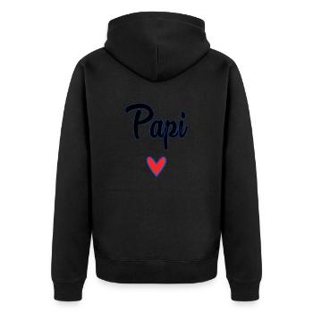 PAPY. FÊTE DES PÈRES. BONNE FÊTE PAPY. JE T'AIME. - Veste à capuche bio Premium Unisexe - noir - Dos - Nico (187cm)