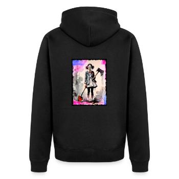 Wanna play? - Unisex Premium Organic Zip Hoodie - black - Back - Nico (187cm)