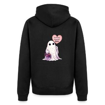 Valentinstags Geist | Niedlich | Geschenk - Unisex Premium Bio Zip Hoodie - Schwarz - Hinten - Nico (187cm)