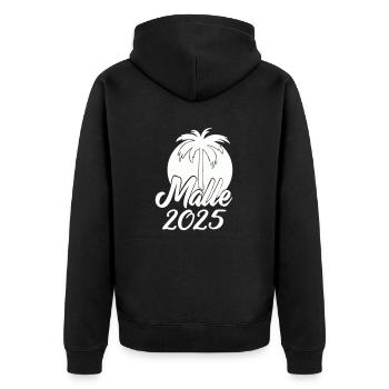 malle 2025 - Unisex Premium Bio Zip Hoodie - Schwarz - Hinten - Nico (187cm)