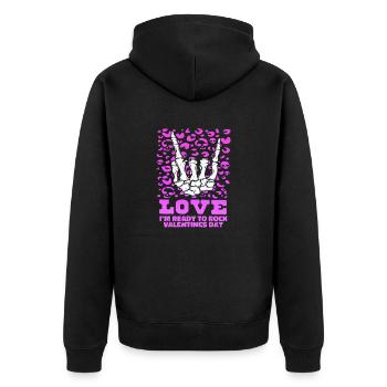 xoxo love you amore Blumen Frauen Valentinstag 14 - Unisex Premium Bio Zip Hoodie - Schwarz - Hinten - Nico (187cm)