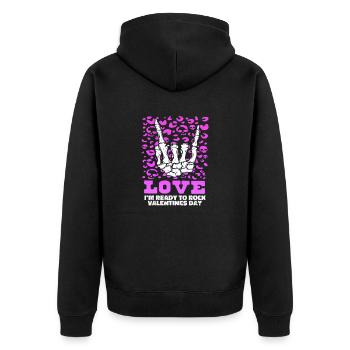 xoxo love you amore Blumen Frauen Valentinstag 14 - Unisex Premium Bio Zip Hoodie - Schwarz - Hinten - Nico (187cm)