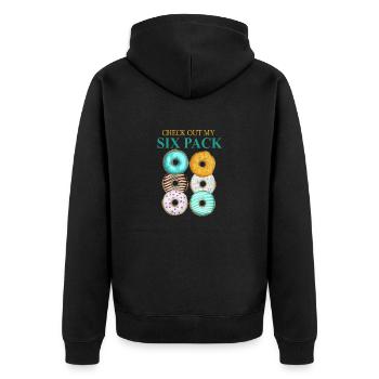 CHECK OUT MY SIX PACK - Unisex Premium Organic Zip Hoodie - black - Back - Nico (187cm)