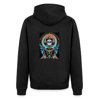 LA CATRINA DELUXE - Unisex Premium Organic Zip Hoodie - black - Back - Nico (187cm)